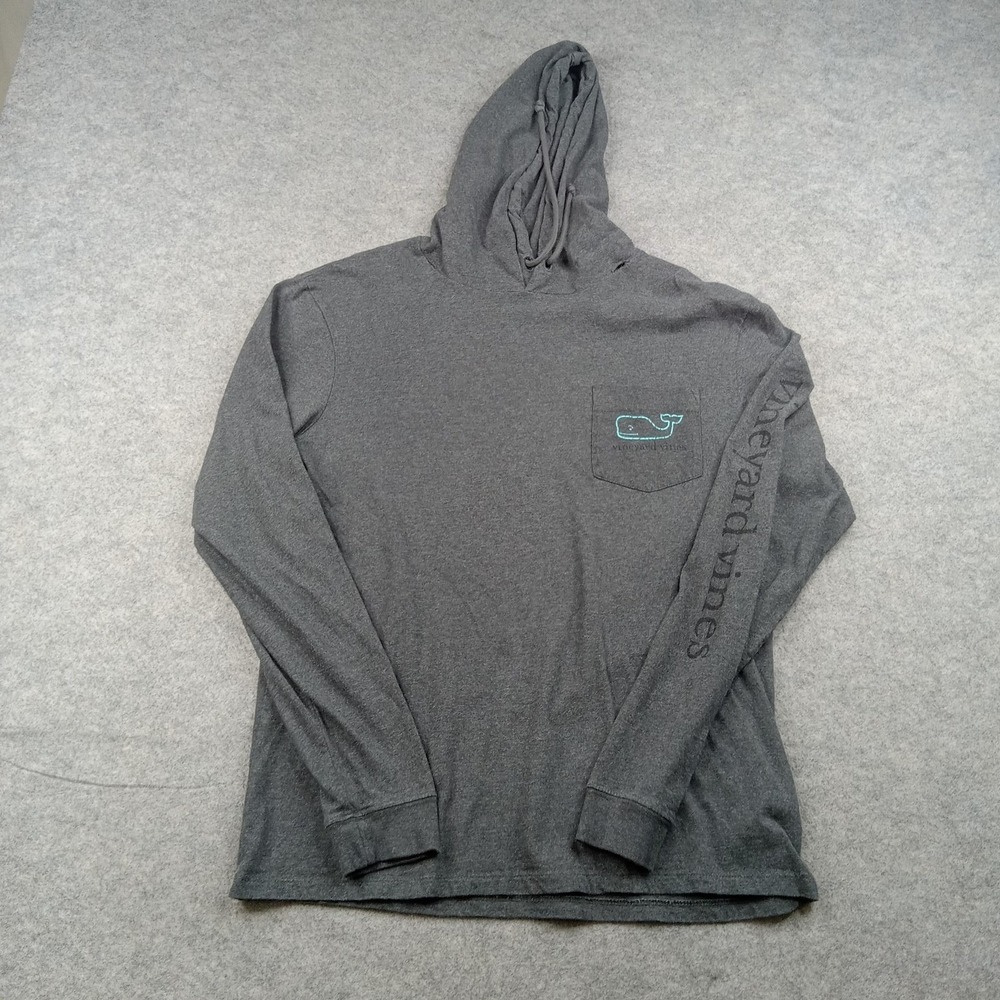 Vineyard Vines Shirt Mens Small Gray Hooded Whale Graphic‎ Long Sleeve Tee